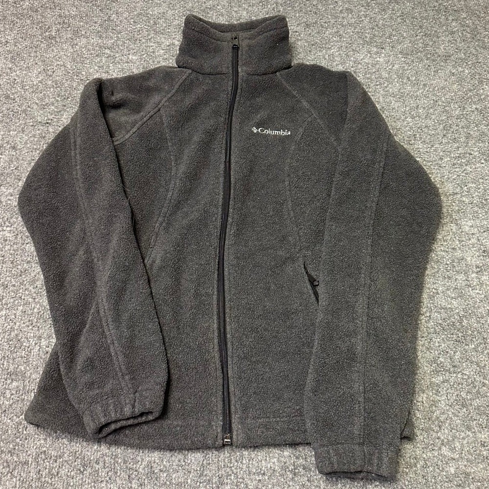 Columbia Fleece Jacket Womens Size S Charcoal Grey Full Zip Mock Neck Outdoor